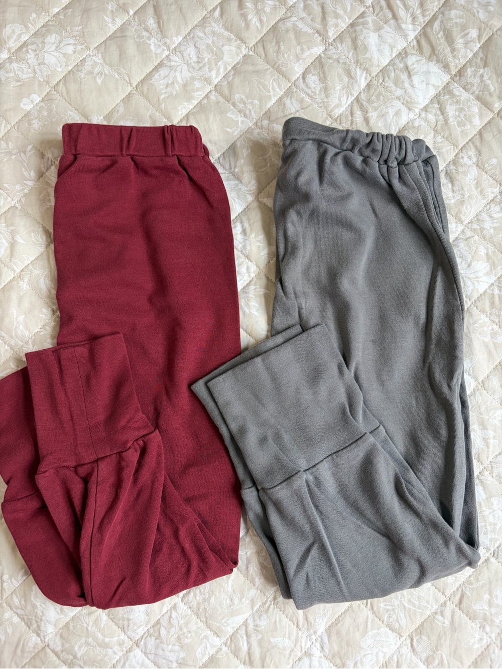 kate quinn Gray and Burgundy Kids Sweatpants Set